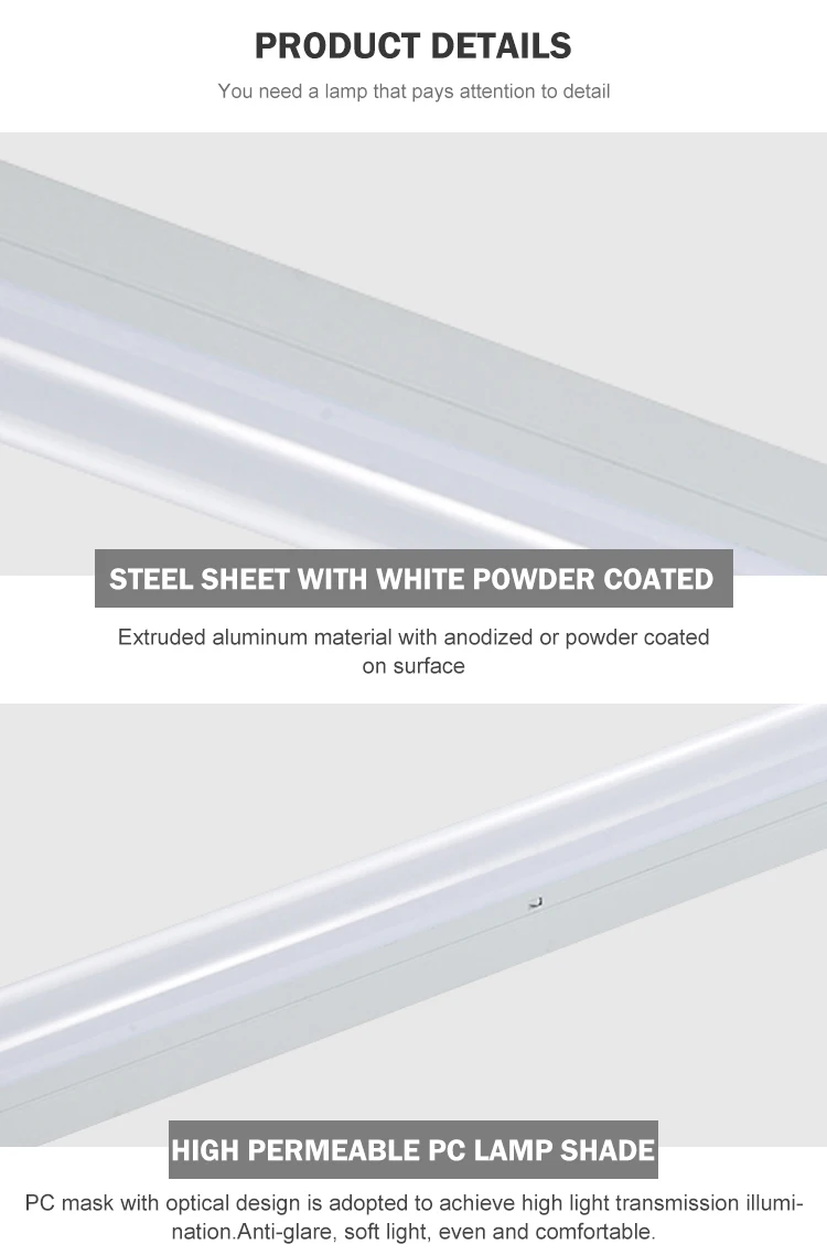 Surface mounted small narrow 2ft 4ft 5ft 6ft 30w 40w 50w 60w slim linear led panel batten light