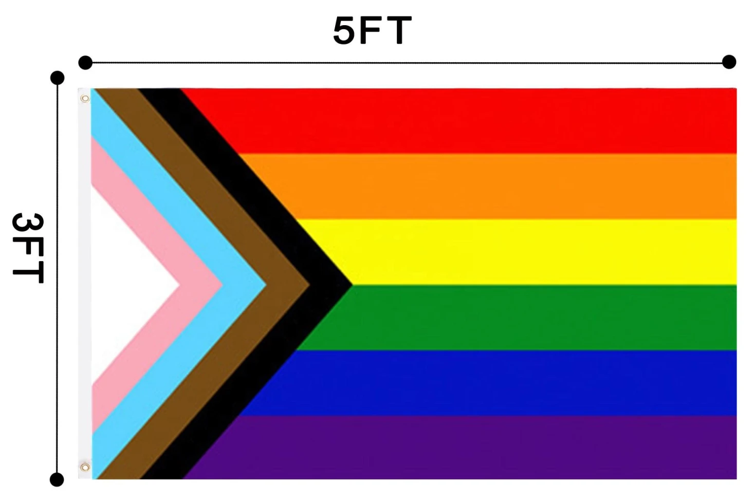 new design 3x5 ft brightly colored polyester rainbow progress