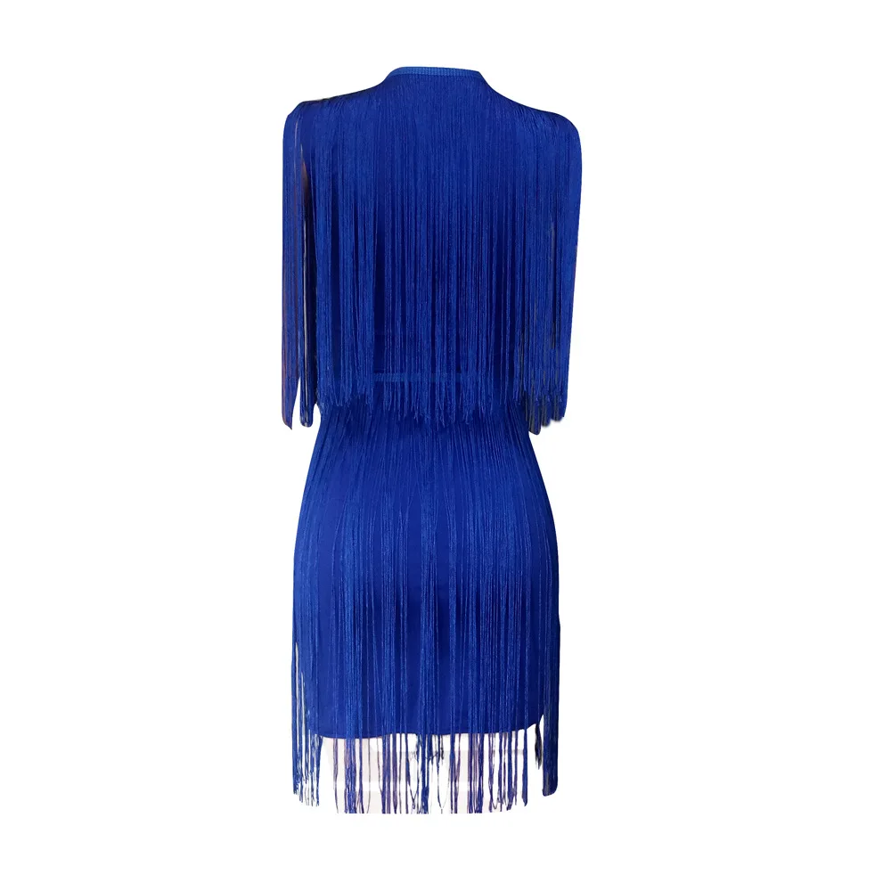 royal blue tassel dress