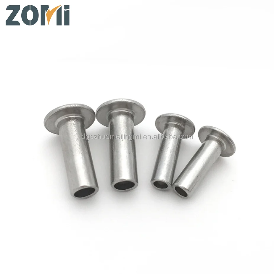 Semi-Tubular Rivet, Truss Head, 9/64 in Dia., 7/16 in L, Steel Body, 100 PK