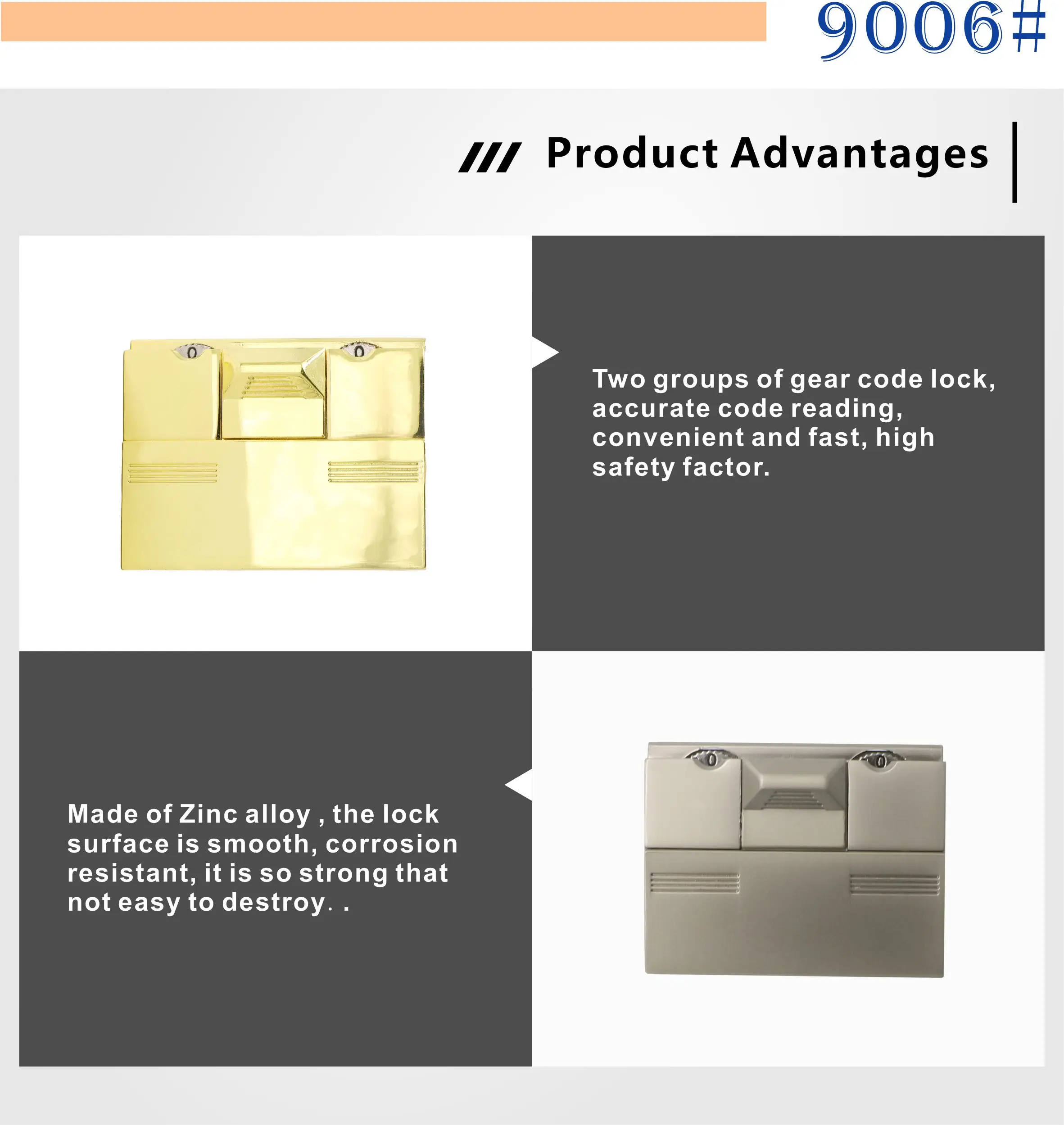 9006 Wholesale Fashion Bag Metal Accessories High Quality Metal Handbag Lock Metal Lock Clasp