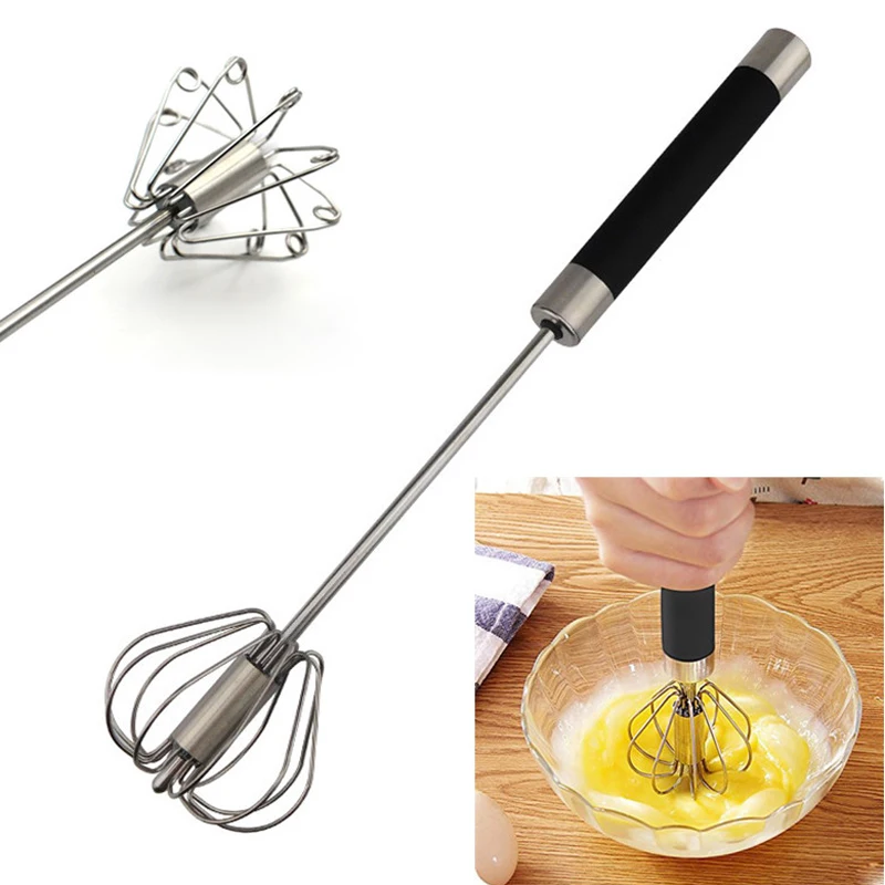 Mini Handheld Stainless Steel Egg Beater / Metal Wire Whisk With Ball