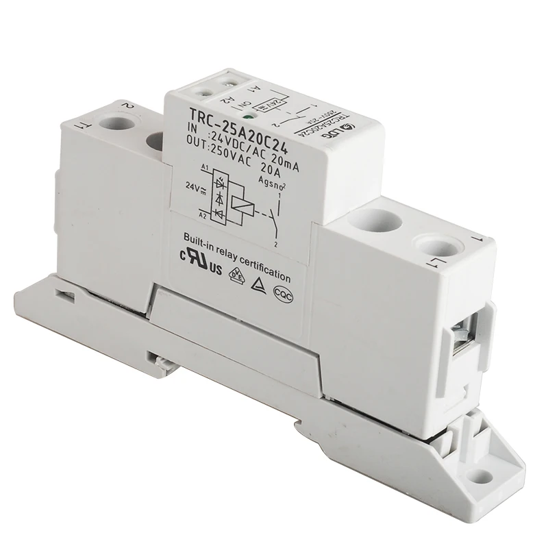 Trc25a20c24 High Power Din Rail Relay 24vdc/ac 20ma Input 250vac 20a