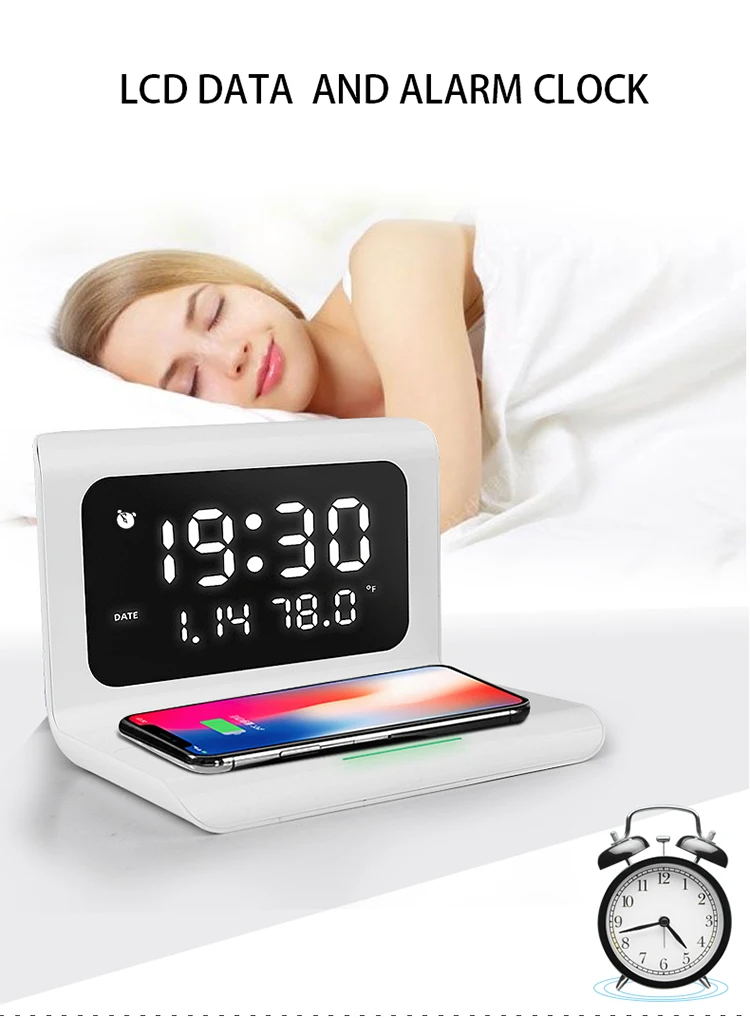 Wireless charging speaker 2020 alarm clock wireless charger 10W wireless phone charger