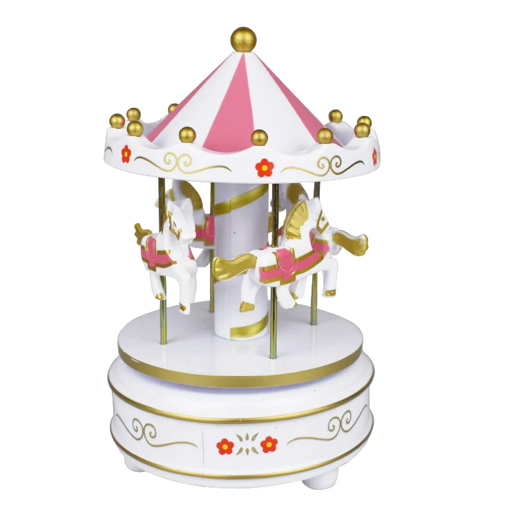 Horse Rotating Carousel Windup Music Box Merry-go-round,Vintage Merry ...