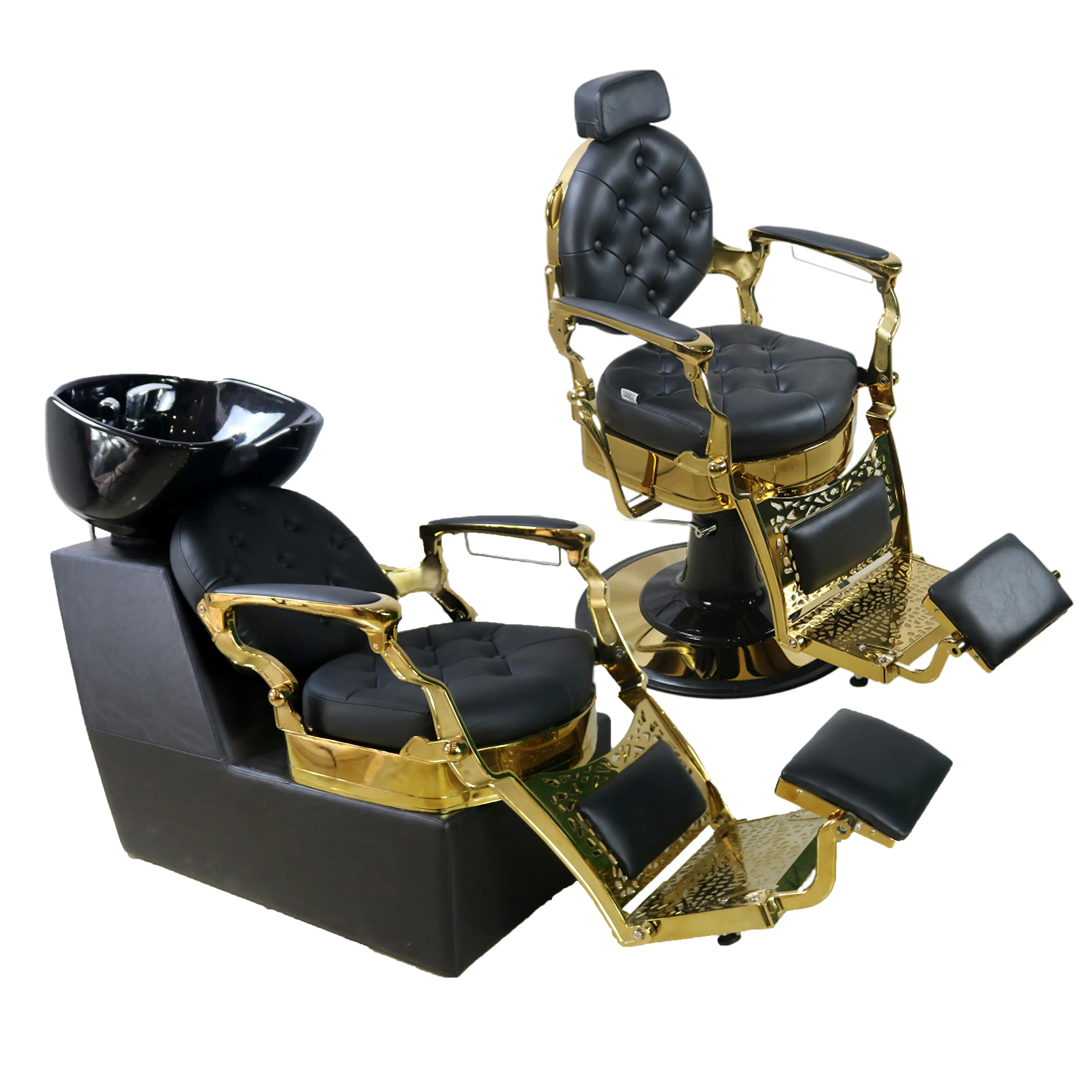 Gold And Black Equipment Salon Basin Barber Supply Hairdresser Sink Shampoo Bed Buy