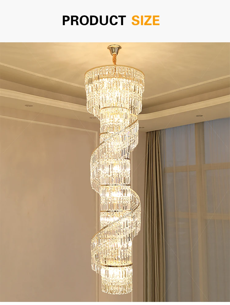 New Design Living Room Crystal Lights Villa Lobby modern staircase chandelier(WH-NC-86)
