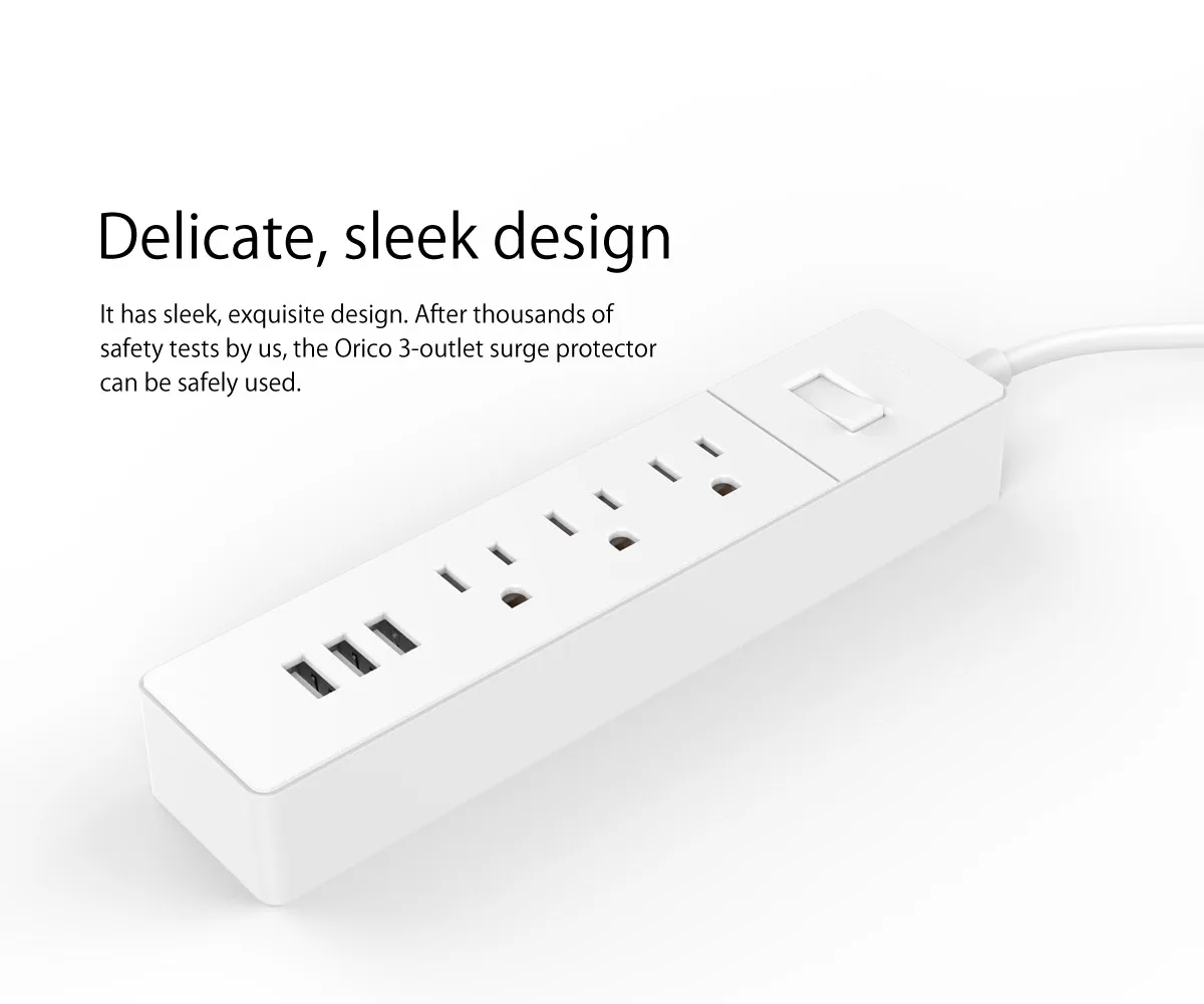 3 AC outlet power strip with 3 usb charging port power bar surge protector with usb port