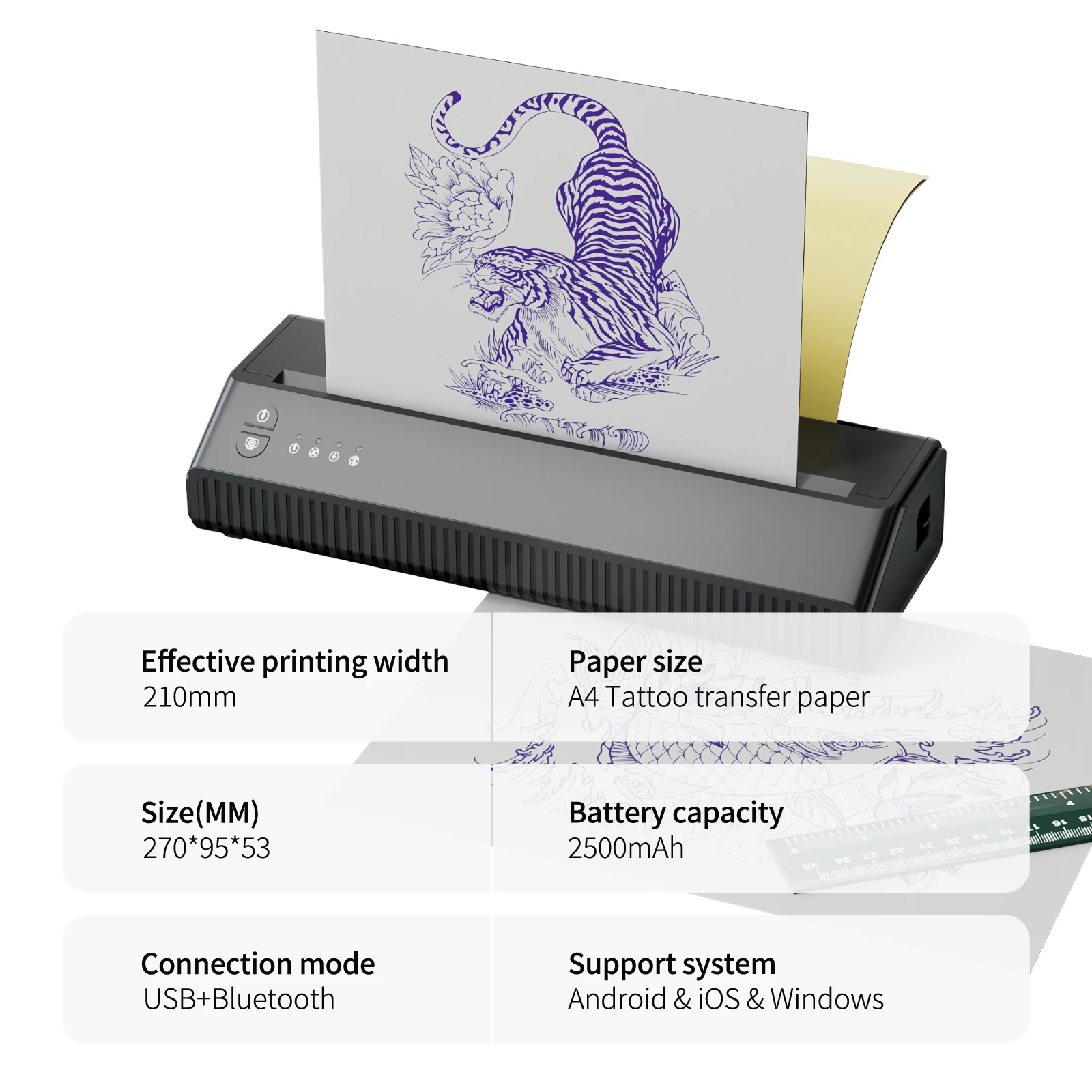 Wholesale Bluetooth Mhtp8008s Thermal Printer Tattoo A4 Zise Tattoo