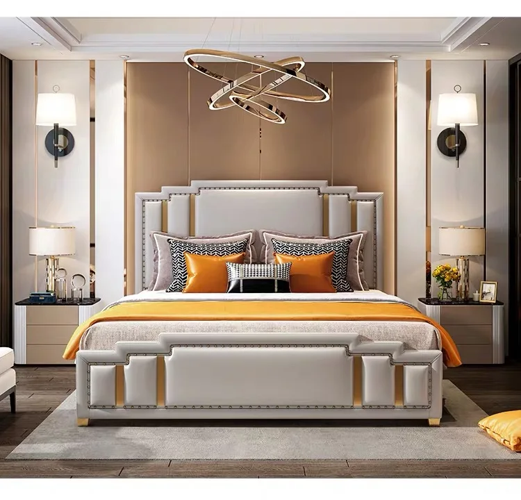 Postmodern King Bed Frame Luxury Bed with Storage