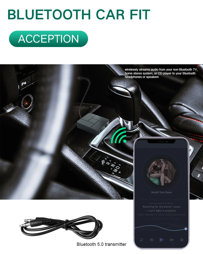 KN326 BT 5.0 Receiver Transmitter 3.5mm AUX Jack RCA USB Dongle Wireless Audio Adapters Handsfree Call Microphone For Car TV - ANKUX.COM