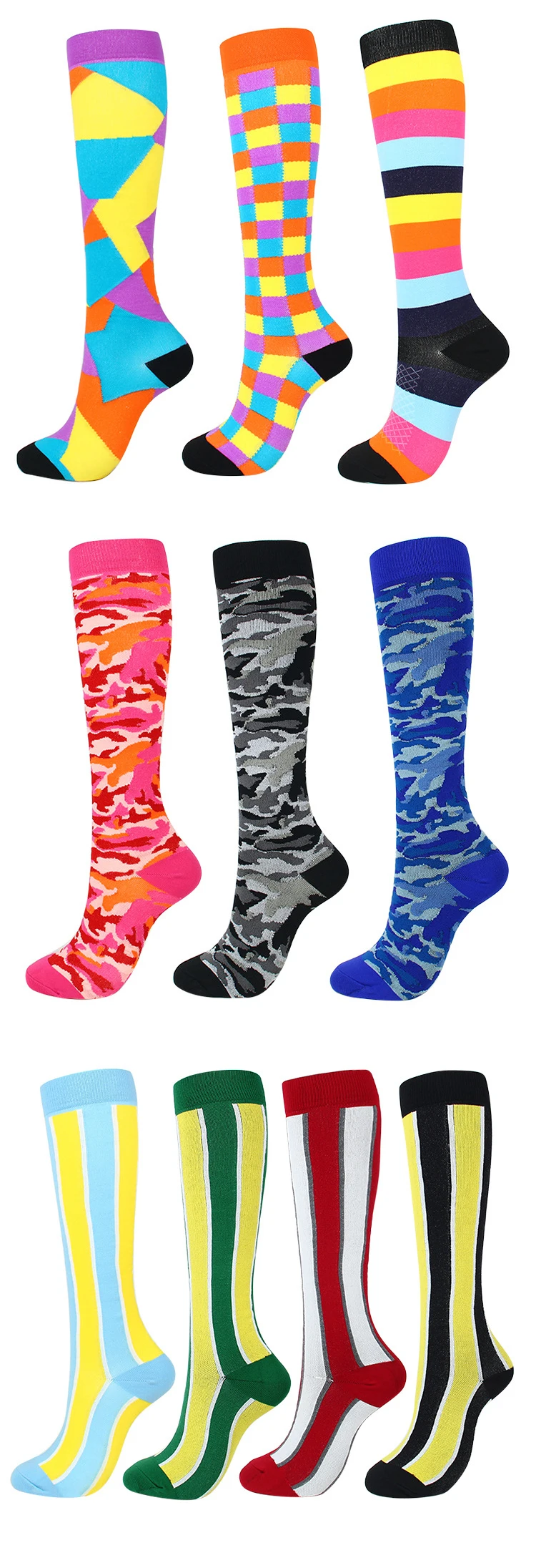Enerup Running Sockwell Fancy Pressure Sports Recovery And Performance Relief Stocking Men Women'S Compression Socks 23-32mmhg