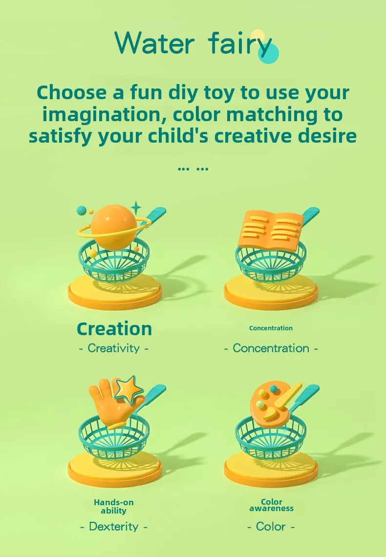 For Magic Water Elf Girl DIY Bottle Handmade Magical Plastic Material Educational Toy Set Box for Kids and Babies