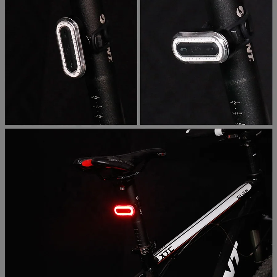 Smart warning bicycle rear light USB rechargeable bicycle light mountain bike light waterproof cycling bike warning lights