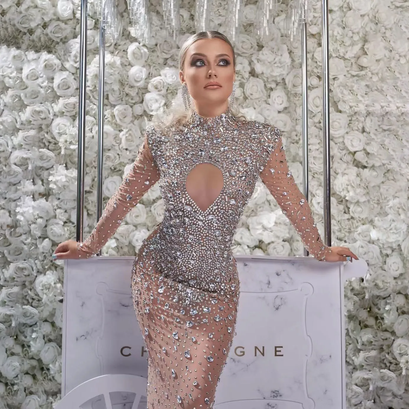 diamond sheer dress Wholesale New 2022 products long even dress parti dress,1 Piece