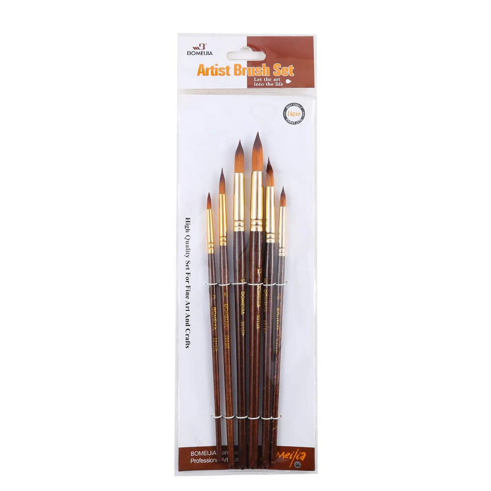 6pcs Nylon Watercolor Paint Brush Set
