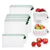 Eco-friendly reusable 8pcs 100% rpet mesh produce bag with pouch