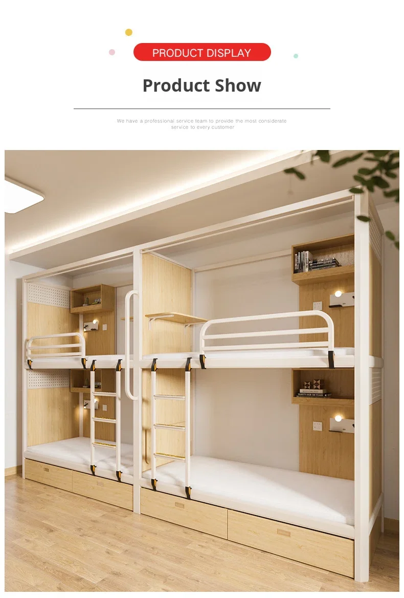 product 2025 full size metal frame heavy duty queen size double adults loft type bunk bed with stairs-5