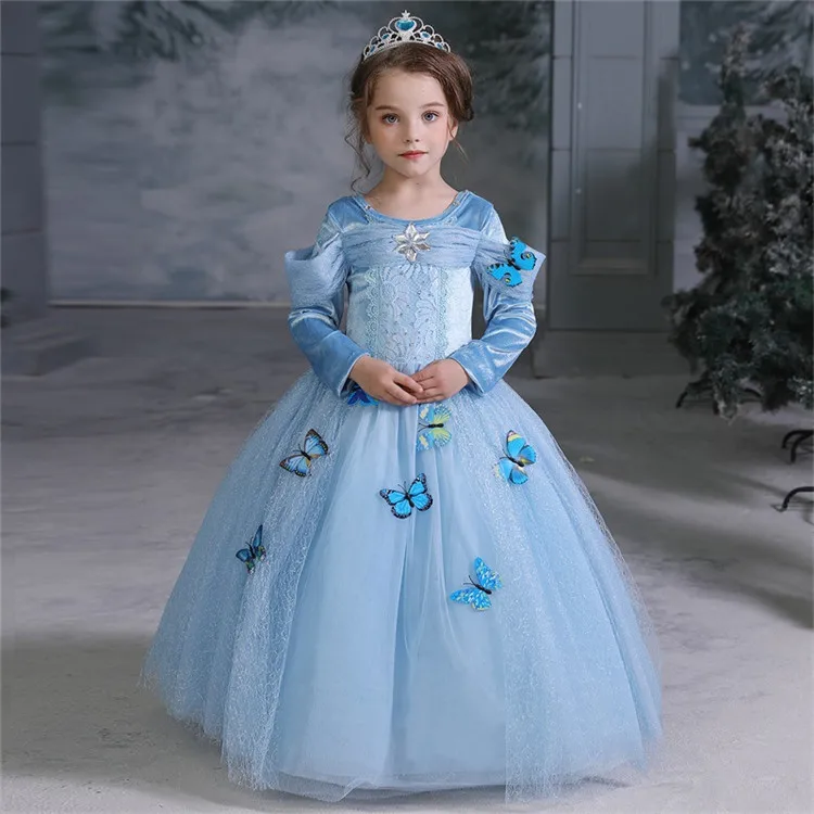 Azul real vestidos de niña para la boda Cenicienta niñas vestido princesa  niños partido vestido de bola vestido de primera comunión|Vestidos| -  AliExpress