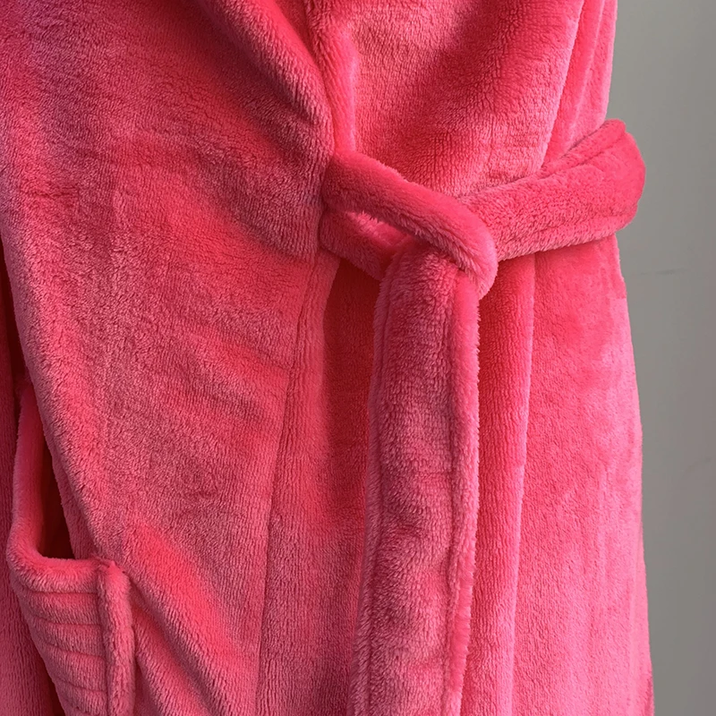 Factory Price Ladies Pink Polyester Bathrobe Woman Nightwear Dressing ...