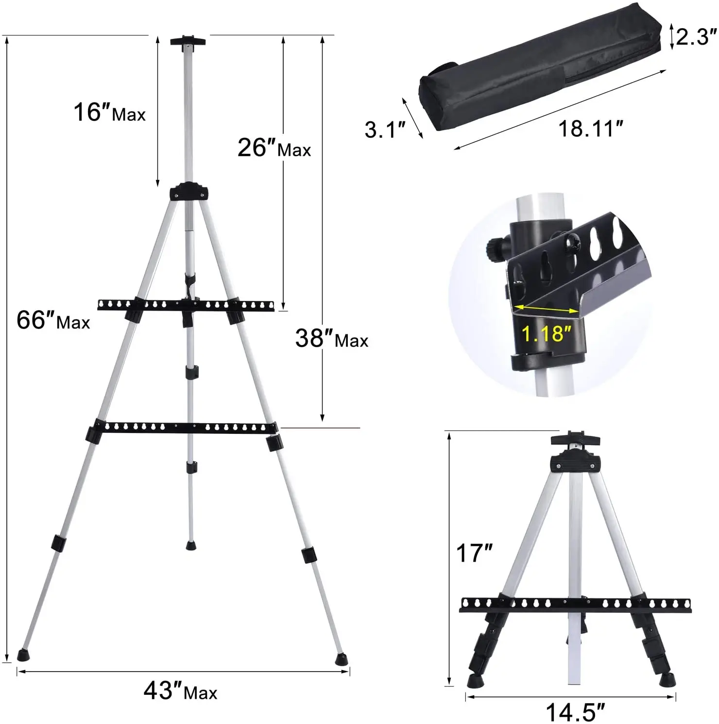 Artist Easel Stand 21 To 66 Inches Adjustable Height Aluminum Silver Buy Easels,Painting Easel