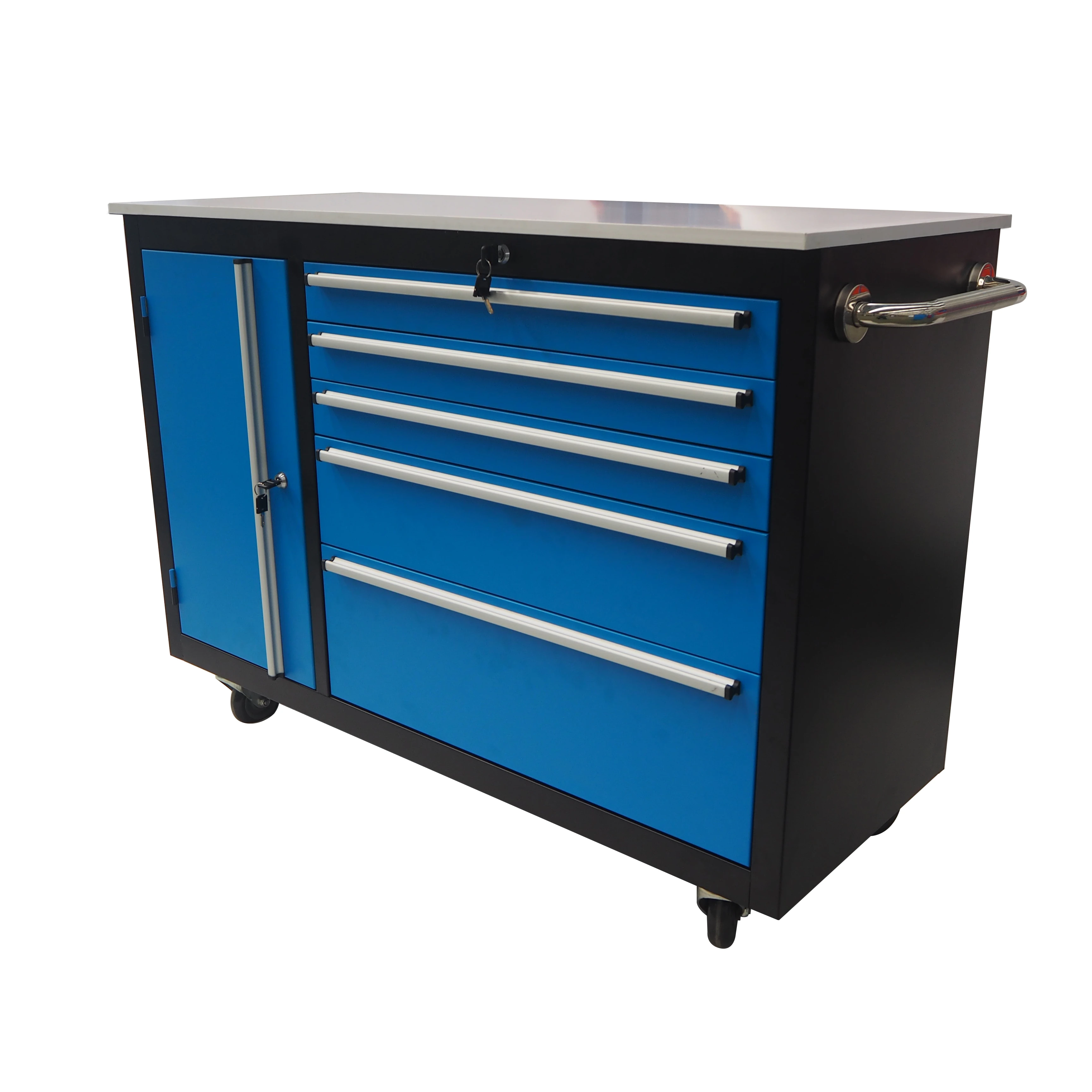 Factory Flexible 1 Door 5 Drawers Tool Storage Cabinet, Durable Warehouse Garage Storage Movable Tool Trolley Box manufacture