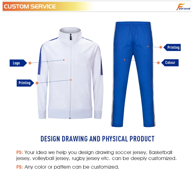 Customized Design White Tracksuit Blank Tracksuits Casual Gym Wear Mens Custom Tracksuits For