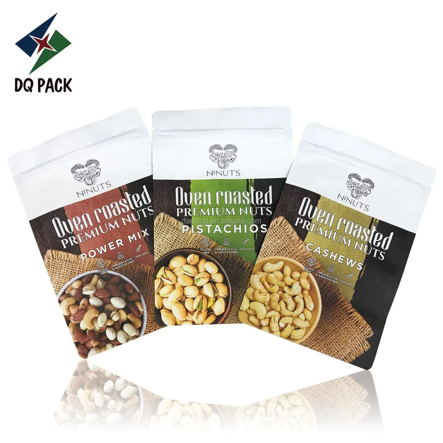 DQ PACK Matte Printing Pistachios Nuts Stand Up Pouches with Zipper For Food