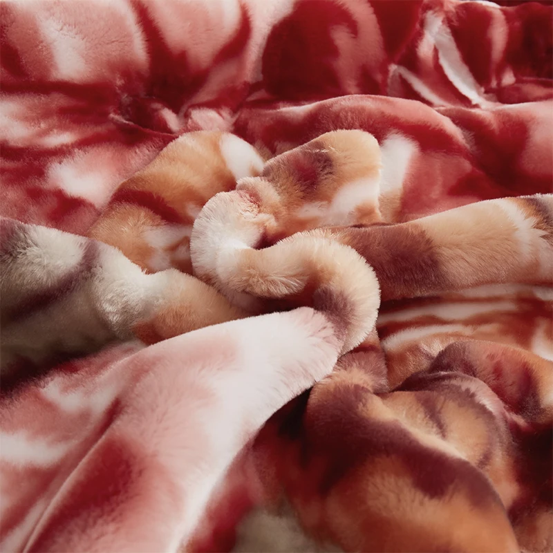 Custom Reversible Korean Style Blanket Mink 2 Ply Rich Printed Flannel Fleece Throw Raschel
