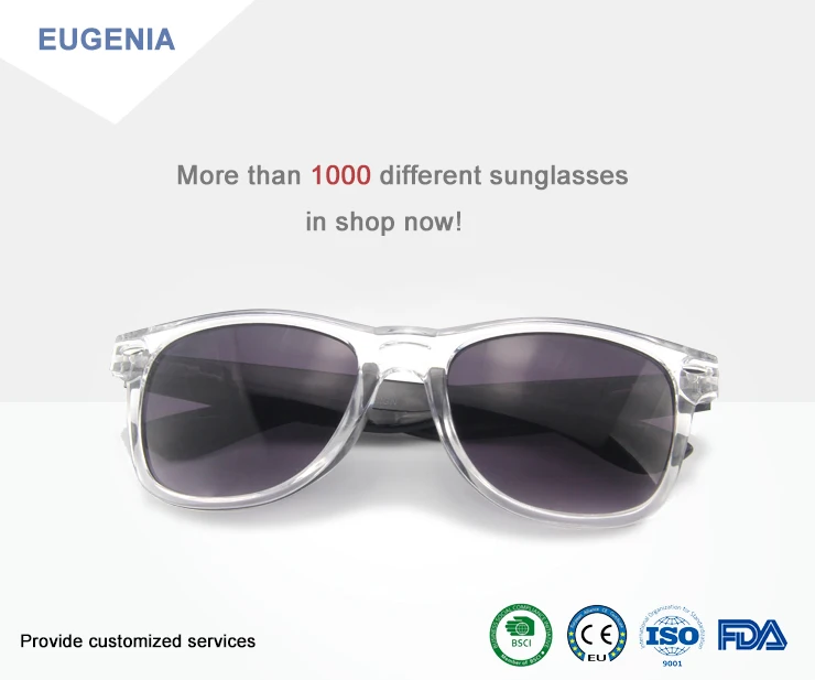 EUGENIA Plastic Frame Classic Style Transparent Men Custom Sunglasses