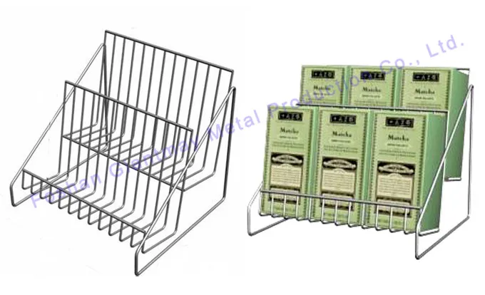 Customized Counter Top Stand Tabletop Coffee Powder Display Racks Table Top Wire Tea Bag Rack