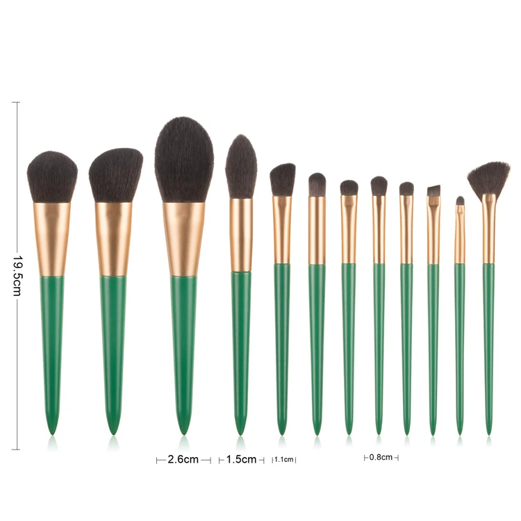 Cruelty Free Profesional Custom Logo 12 Piece Green Brush Set Private Label Vegan Cosmetic Brushes Makeup Manufacturer Buy Brush Set Private Label Hijau Brush Set 12 Buah Set Kuas Product On Alibaba Com