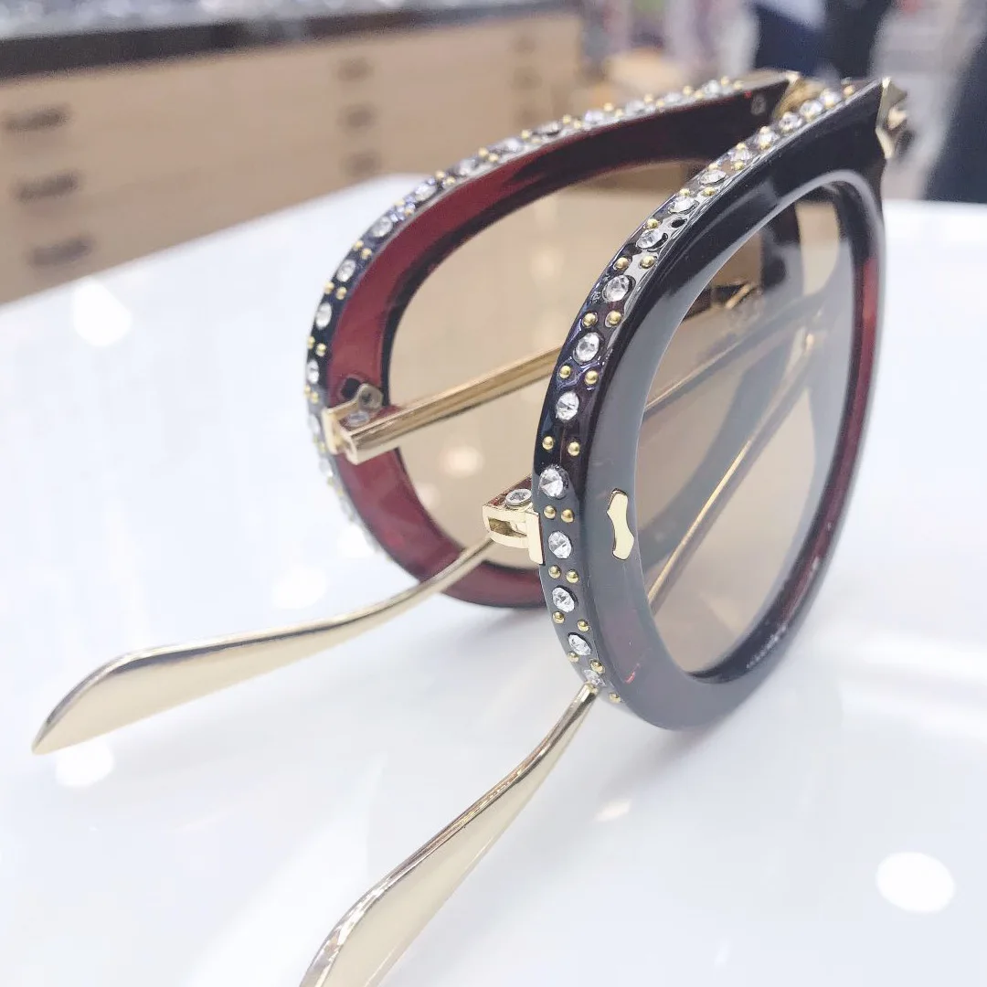 Vintage Folding Pilot Sunglasses Women Luxury Crystal Brand Oversize Clear Eyeglasses Men Shades Oculos De Sol