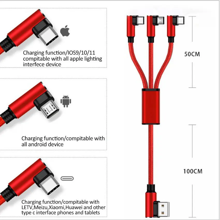best sellers usb c type c fast cable for iphone adapter 3 in 1usb cable - ANKUX.COM
