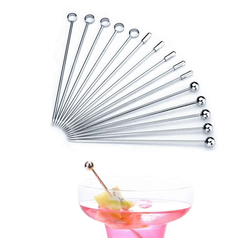 Stainless Steel Cocktail Picks with Toothpicks Holder-Arrow Fancy Reusable Metal Cocktail Skewers for Martini Olives Drinks Fruits Picnics 