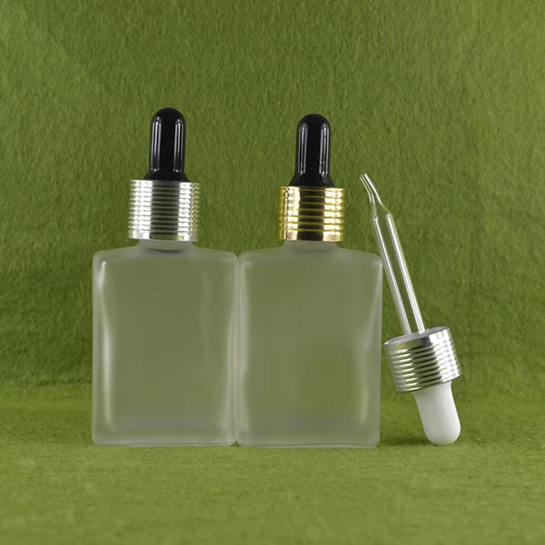 Flat Square Rectangle Luxury 15ml 30ml 50ml 100ml Glass Dropper Bottles ...