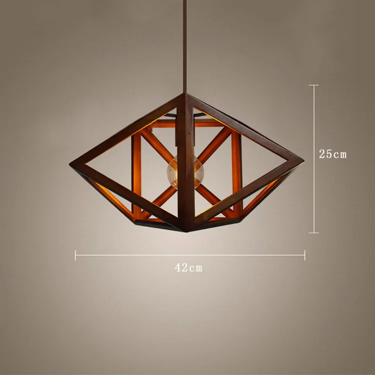 Modern Decorative Natural Wood Color Pendant Lamp Wood Frame Light For Night Lighting
