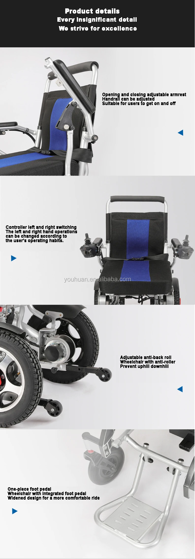 Electric controller wheelchair and drive wheelchair with CE ISO certificate