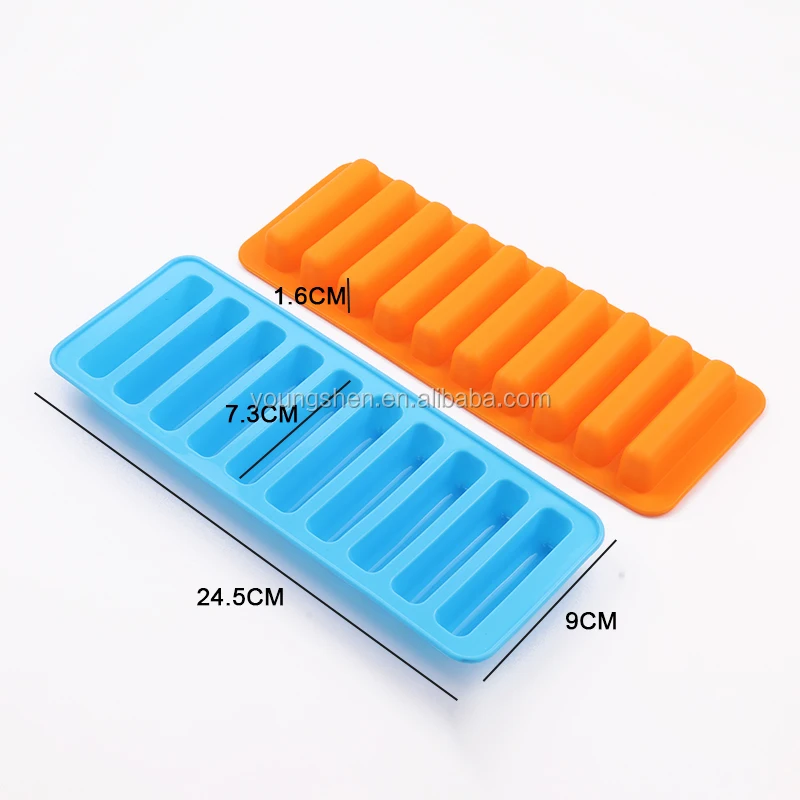 Food Grade Silicone 10-Cavity Silicone Strap Shaped Ice Cube Tray Mold Mould Fits For Water Bottle Cream Markers Tools