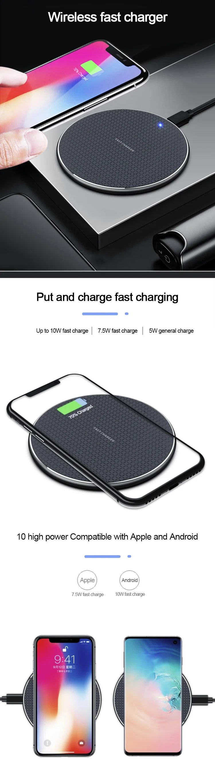 2021 Latest 10w Ultra Thin Metal Qi Wireless Fast Charger Portable Wireless Charging Mat Pad With Led Display Light For Iphone Buy 10w Ultra Thin Metal Qi Wireless Fast Charger 2021 New