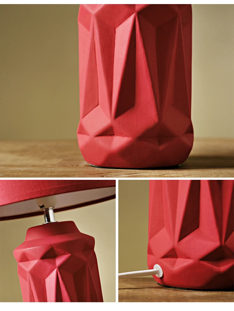 Bedroom Creative Simple Modern Ceramic Red Warm Dimmable LED Table Night Lamp