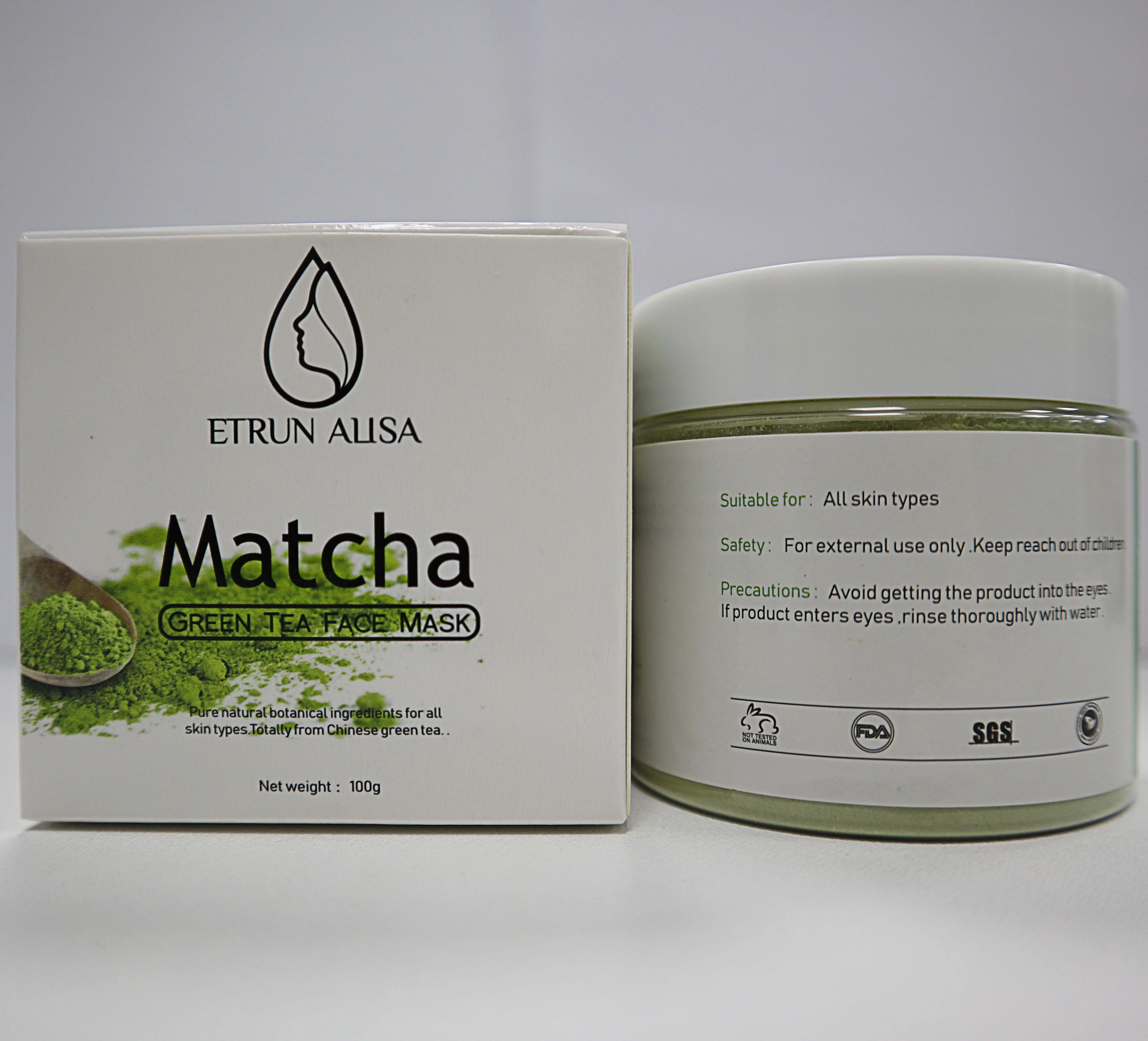 Wholesale Green Tea Detox Skin Whitening Powder Matcha Clay Facial Mask