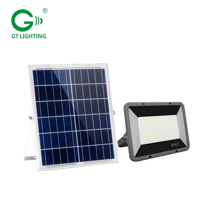 Outdoor remote control aluminum SMD waterproof ip66 60w 150w solar led flood lamp