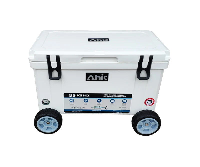 50l plastic large custom cooler plastic can beer insulated food box ice chest cooler box with wheel for outdoor fishing 