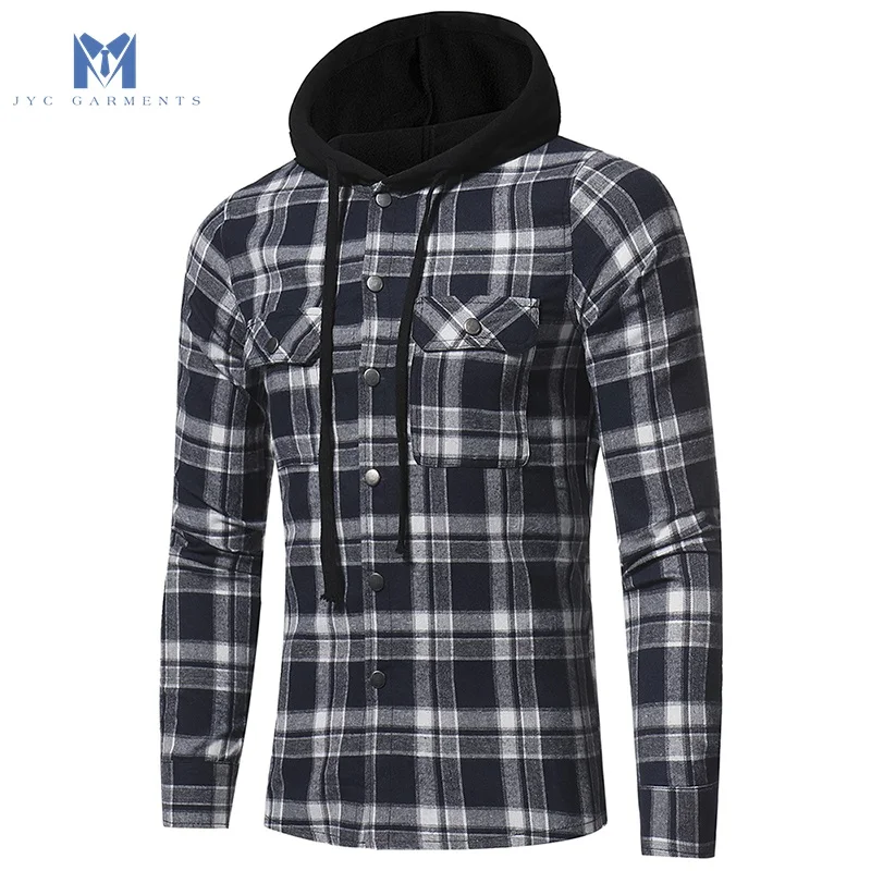 hooded plaid shirt mens