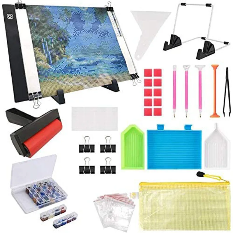 Diamond Painting A4 LED Light Pad  Art Light Board with 5D Painting Tools Full Drill with Detachable Stand and Roller