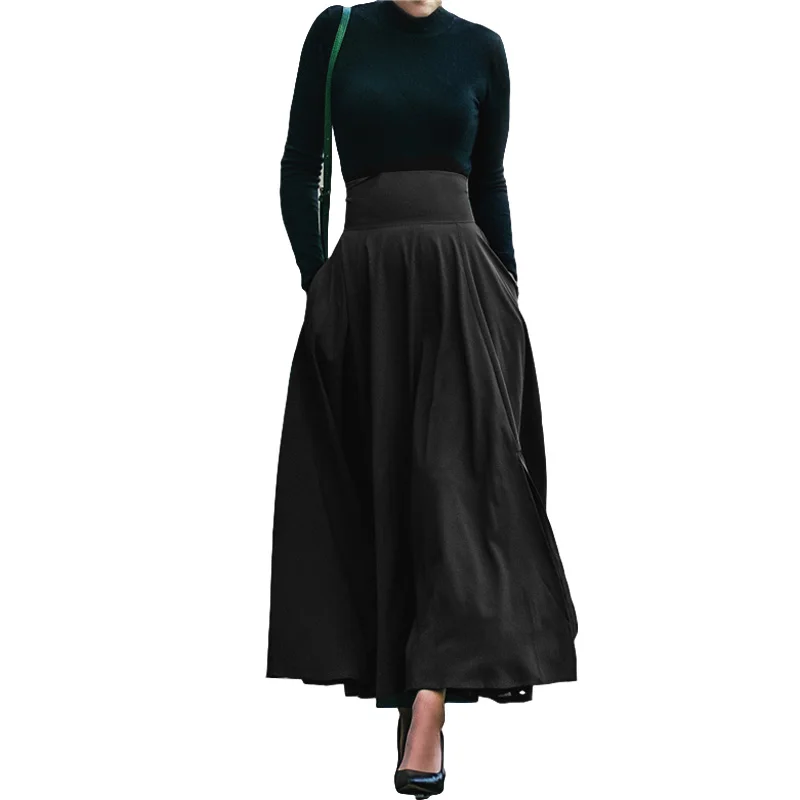 Womens Ankle Length High Waist A Line Flowy Long Maxi Skirt With Pockets Buy Belle Poque 2818