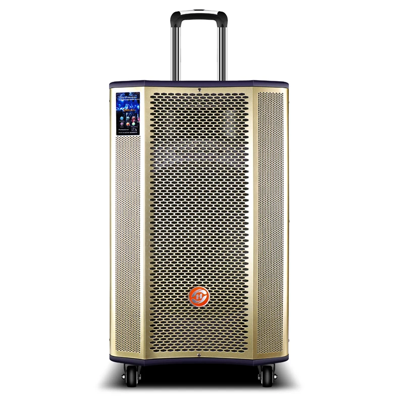 15" inch 200W big power outdoor karaoke wooden trolley speaker portable bluetooth speaker - ANKUX.COM