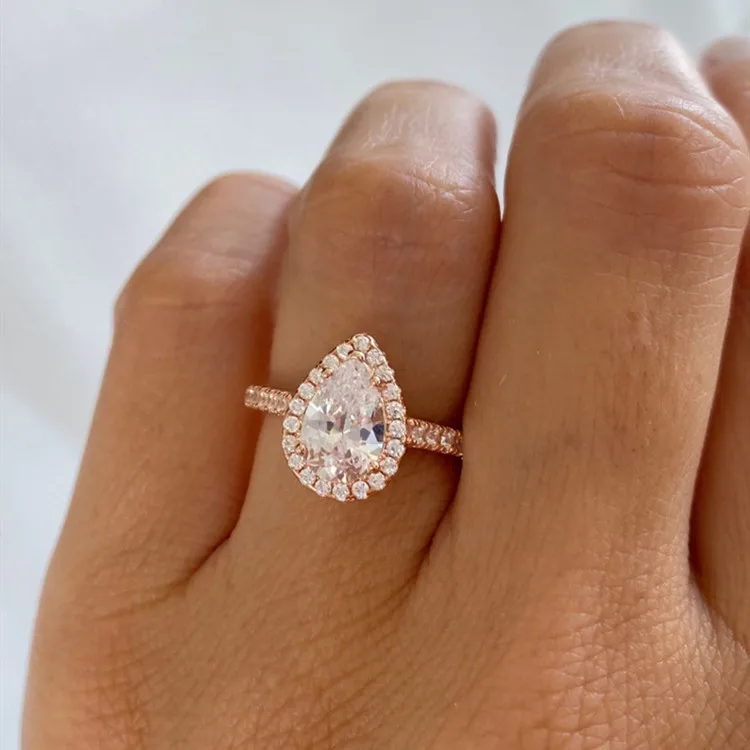 Rose gold tear drop sale engagement ring