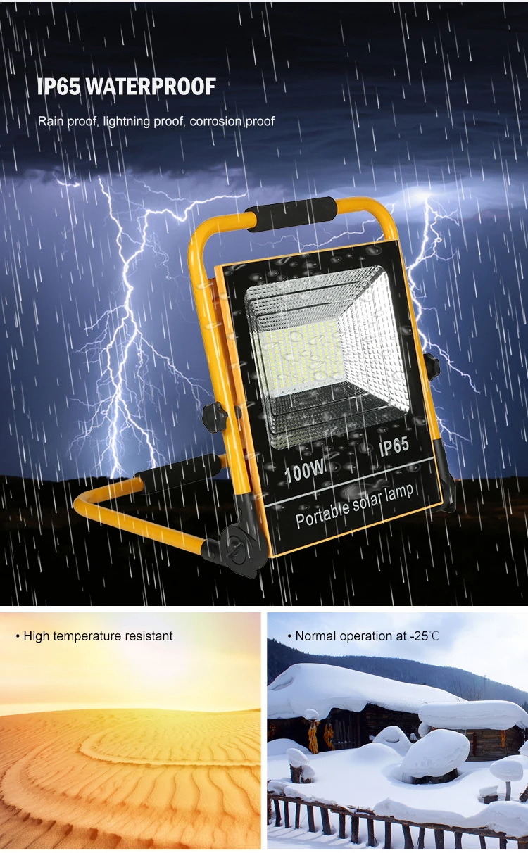 Outdoor Rechargeable USB Charging Emergency Lamp Ip66 Waterproof 50watt 100watt LED Solar Power Flood Light